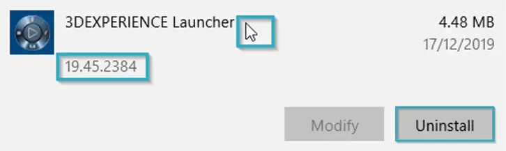 Uninstall current 3DEXPERIENCE Launcher